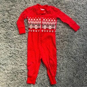 Hanna Andersson Holiday Zippered Sleeper in Red Heritage Fairisle - Size 6-12M